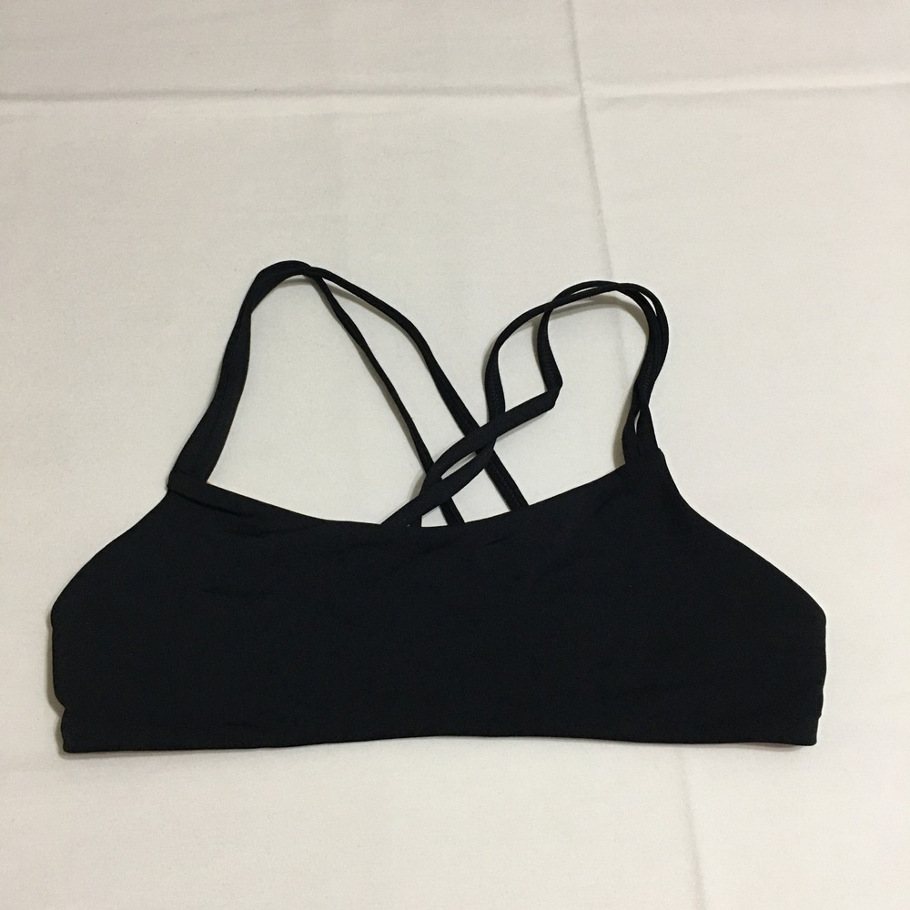 Jolyn Fendrick Bikini Top Swim Women Medium Black Strappy Back UPF 50+